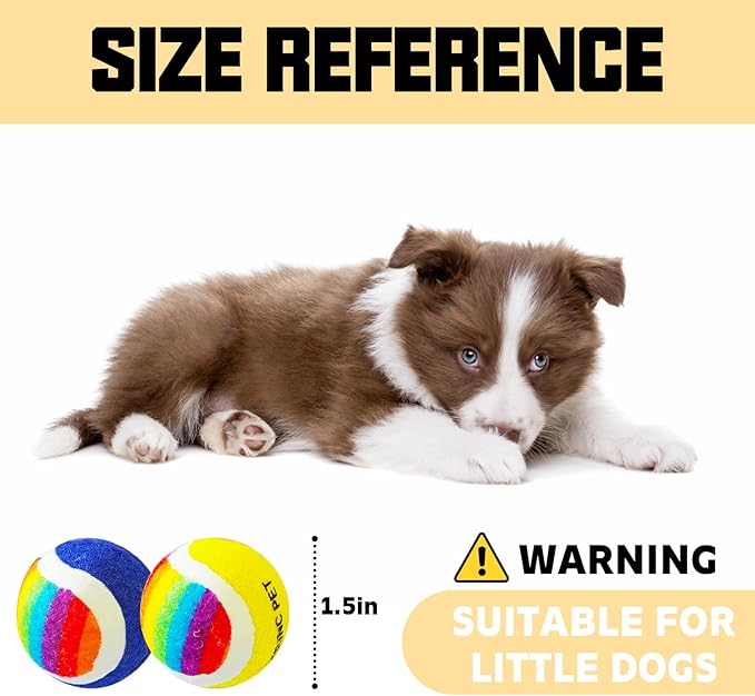 X-Small Dog Tennis Balls Dog Toys Ball 1.5" Pack of 12, Fit Ball Launchers,Christmas Dog Toys,Christmas Dog Gifts