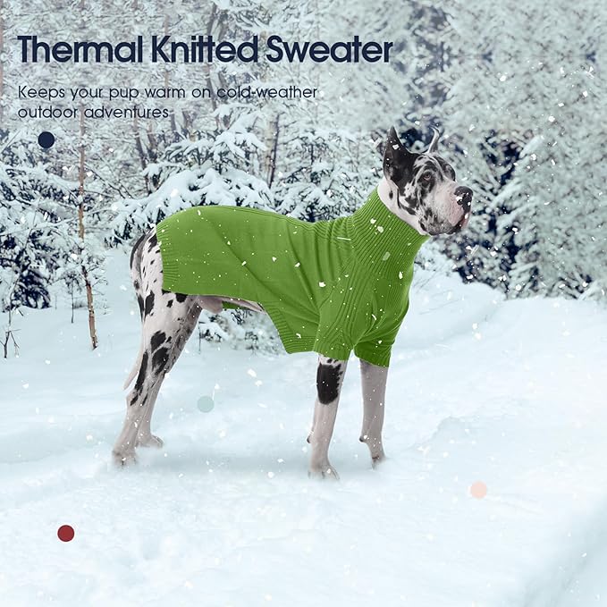 IECOii XL Dog Sweater,Winter Doggy Clothes for Large Dogs Girl Boy,Warm Pullover Soft Dog Sweater Turtleneck,Lightweight & Good Stretch for Active Dogs Like Beagle,Border Collie (Grass Green,XLarge)