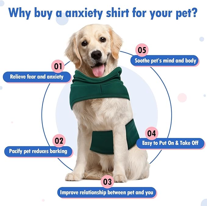 X-Small Dog Anti-Anxiety Vest for Fireworks,Soft Calming Vest | Adjustable Chest & Hood for Puppy,Anxiety Shirt for Noise,Sleeveless Lightweight for All-Seasons(DarkGreen)