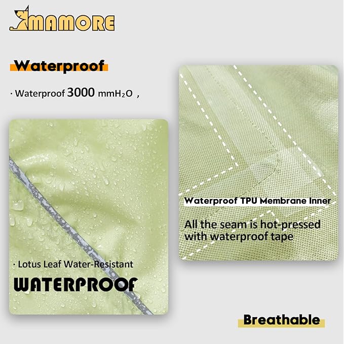 Waterproof Dog Raincoat with Reflective Strip, Adjustable Breathable Rain Coat Jacket with Leash Hole for Dogs (Light Green, X-Small)
