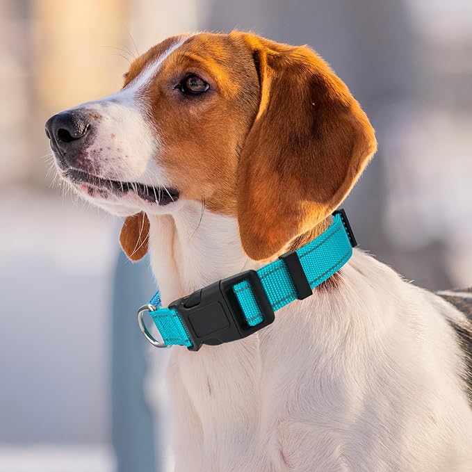 Personalized Embroidered Dog Collar - Custom Hand-Stitched Name & Number, Reflective Adjustable Pet Collar for Small/Medium/Large Dogs & Cats, Durable Nylon with Steel D-Ring (Navy Blue, Medium)