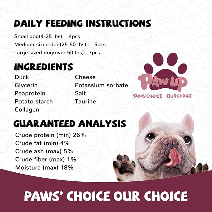 PAWUP Dog Treats Duck Cheese Sausage for Dogs, Fresh Duck, 12.5oz/355g, 1% Taurine Addded, Rawhide Free, Training & Rewards Dog Snacks