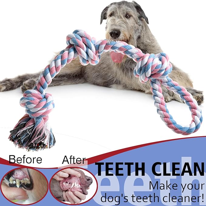 Dog Rope Toys, Indestructible Dog Toy, Dog Chew Toys for Aggressive Chewers, Tough Puppy Teething Chew Toys for Boredom, Dental Cleaning Tug of War Dog Toy, Great for Small to Large Breed