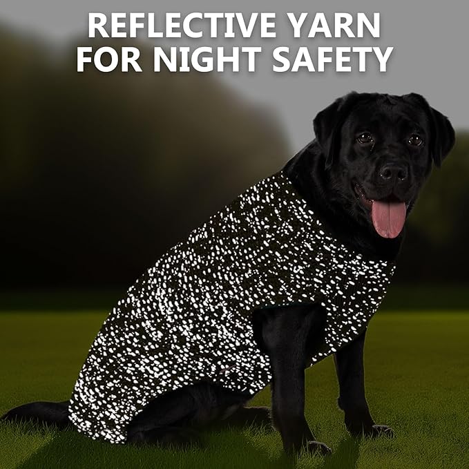 KYEESE Dog Sweater for Large Dogs with Leash Hole Warm Pullover with Reflective Yarn Male Thick Stretchy Knitwear Winter Soft Pet Coat boy for Cold Weather Comfy Dog Sweaters,Grey, XX-Large
