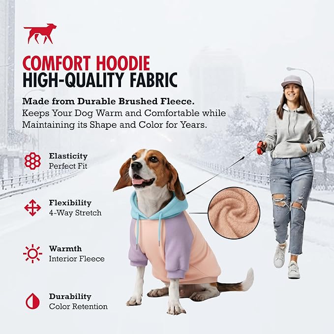Tuff Pupper Dog Hoodie | Premium Quality 100% Organic Cotton | Ultra Soft Interior for Superior Comfort | Elastic Cuffs & Drawstring for Warmth | Stretch Fit Suitable for All Breeds (Pastel, L)