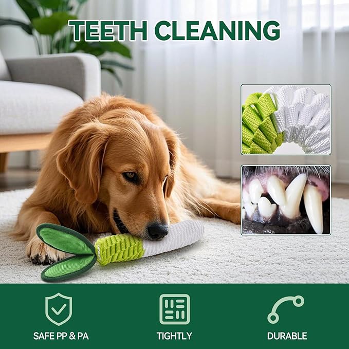 AUSCAT Carrot Dog Rope Toy, Durable Tug of War Toy with Squeaker, Braided Teething Toys for Small Medium Large Dogs, Radish