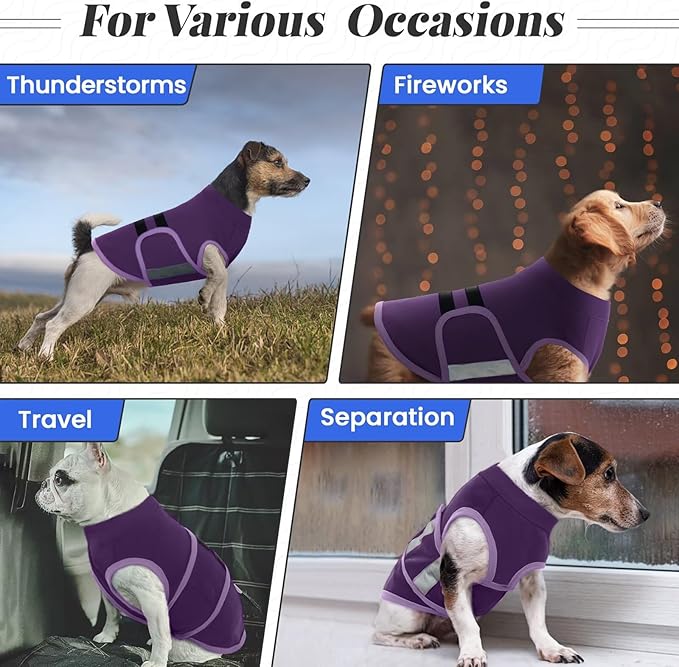 MIGOHI Dog Anxiety Relief Coat,Comfort Anxiety Vest for Dogs,Adjustable Dog Anxiety Calming Wrap for Fireworks,Thunderstorms,Travel,Separation,Anxiety Jacket for Medium Dogs,M, Purple