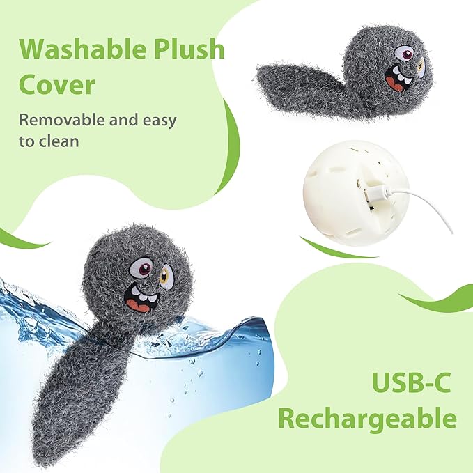 PETGEEK Interactive Dog Ball Toy, Vibrating Dog Ball with Music and Recording, Enrichment Toys for Dogs to Keep Them Busy, USB-C Rechargeable Squeaky Toys for Small/Medium/Large Dogs(Gray)