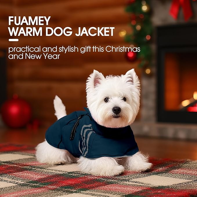 FUAMEY Dog Cold Weather Coats,Dog Winter Jackets for Large Dogs Warm Dogs Coat with Reflective Strips Waterproof Pet Snowsuit Thick Paded Pets Vest for Labrador Golden Retriever Blue XL