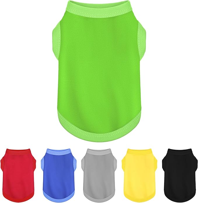 Elevate Your Dog's Fashion Quotient with Colorful and Breathable Sleeveless Cotton Shirts! Perfect Pet Apparel for Small to Medium Dogs Green XL