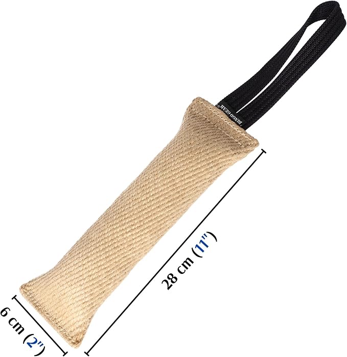 Dingo Gear Tug Toy for Dog Training Agility Tug of War, Jute Dog Bumper with one Handle, Dog Bite Pillow for Aggressive Chewers, 11" S00145