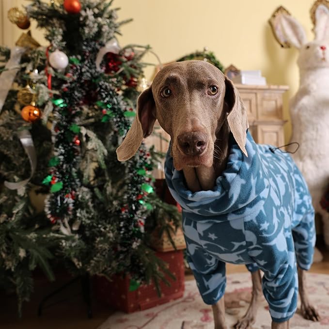 ROZKITCH Fleece Pajamas for Large Dogs, Pet Windproof Warm Cold Weather Jacket Vest with Luminous Zipper, Jumpsuit Apparel Outfit Clothes for Large Giant Dog Shark 4XL