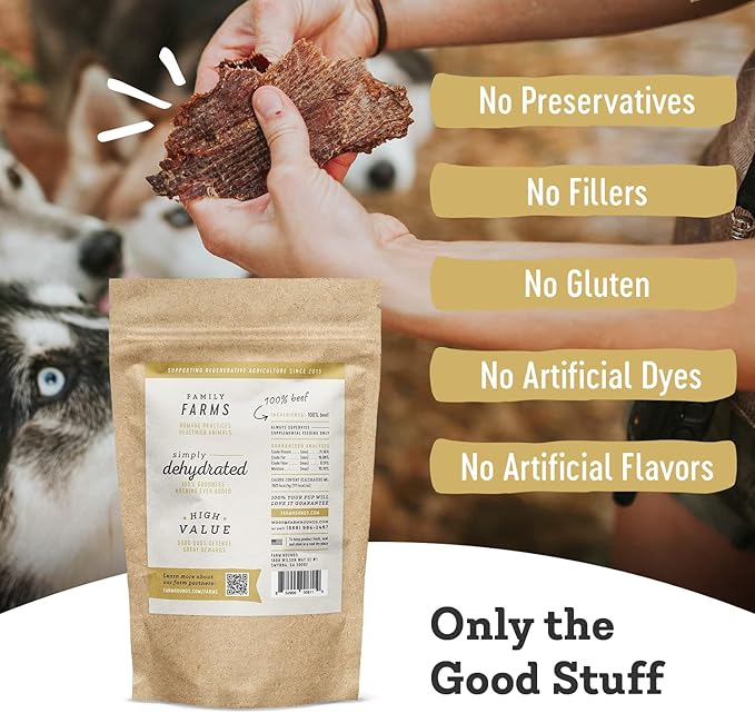 Farm Hounds - Beef Jerky - Premium Natural Jerky for Dogs - 100% Humanely Raised Cattle - Break-to-Size - Great for Training & Treats - No Fillers - Made in USA - 3.5 oz - 2 Pack
