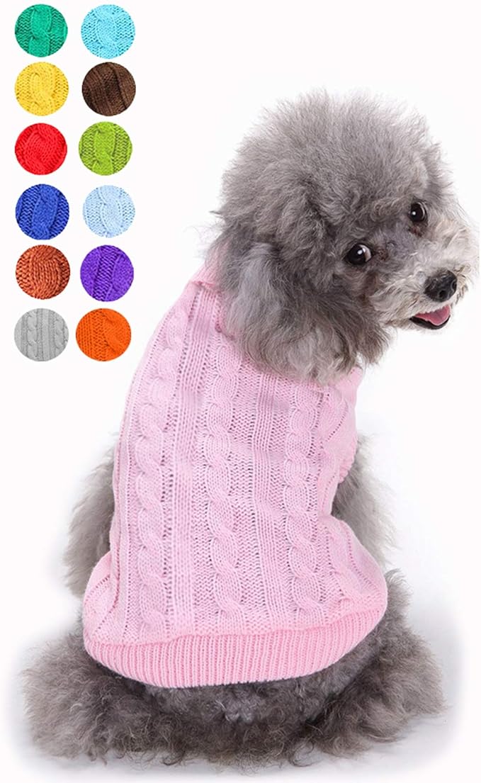 Dog Sweater for Small, Medium, Large Dogs - Warm Winter Classic Turtleneck Pet Clothes Coat for Puppies, Cats - Cute Christmas Outfit for Girls and Boys