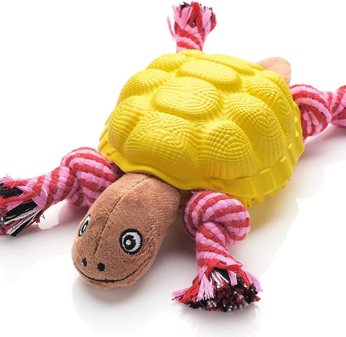 Multifunctional Rubber Dog Chew Toy for Middle, Large Dogs - Food Dispensing Puzzle Toy, Aggressive Chewer, Yellow