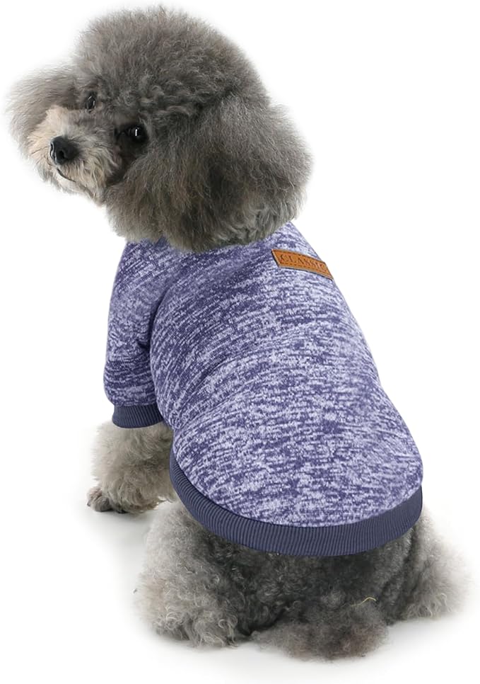 2 Pieces Pet Dog Classic Knitwear Sweater, Fleece Coat for Small,Medium Dogs,Warm Pet Dog Cat Clothes,Soft Puppy Customes for Chihuahua Yorkshire Tzu (Grey Navy,L)