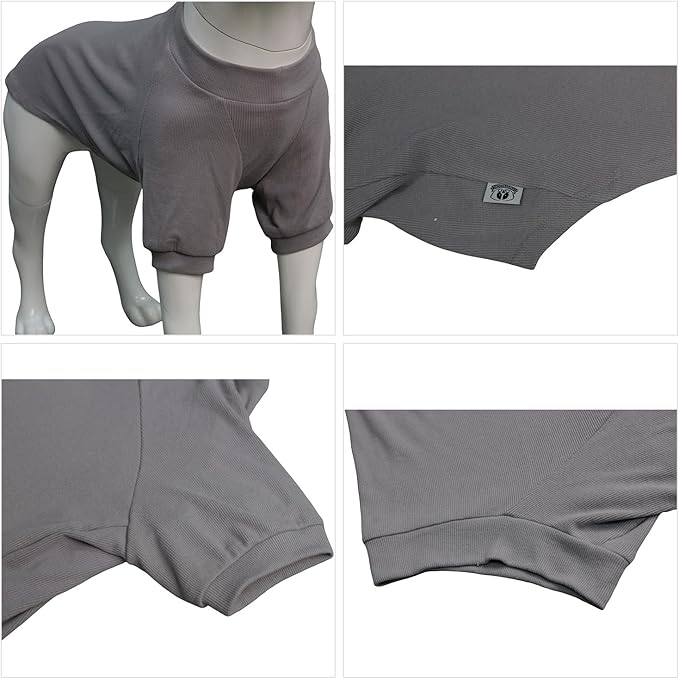 Lovelonglong Ribbed Dog T-Shirt Cotton Knitted Dog Sweaters for All Season Pet T-Shirts for Large Medium Small Dogs Dark Gray XS