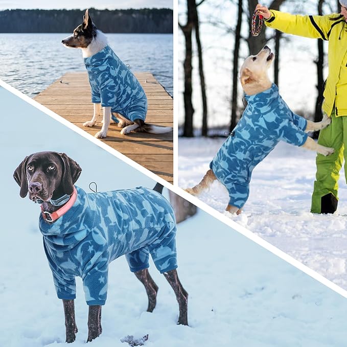 ROZKITCH Shark Dog Pajamas, Pet Windproof Warm Cold Weather Jacket Vest with Luminous Zipper, Jumpsuit Apparel Outfit Clothes for Small Medium Large Dog Shark M