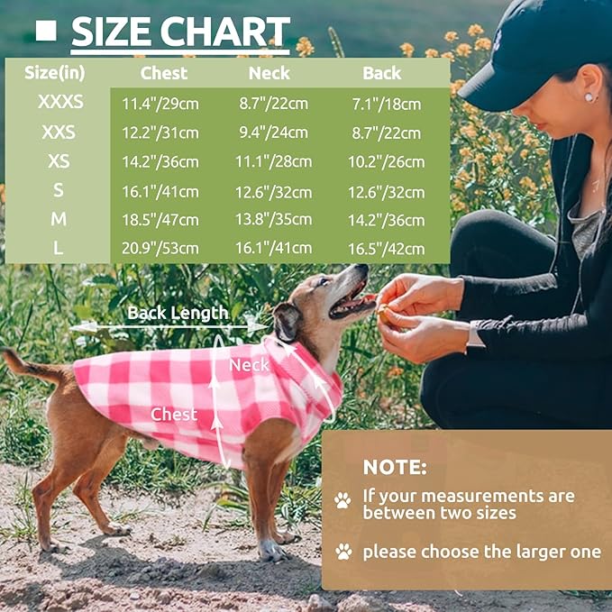 KAMA BRIDAL Spring Autumn Winter Coat Pullover Fleece Vest for Cats Small and Medium Dogs Thin Sweater Pink & White Plaid (Pink, XS)