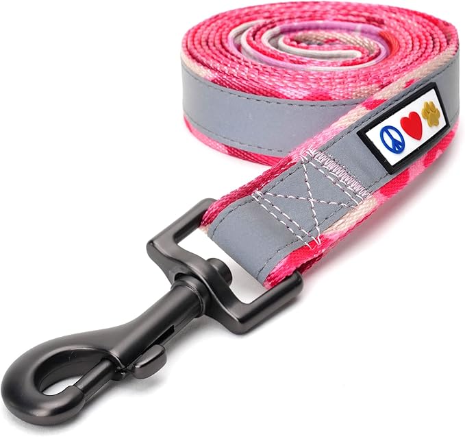 Pawtitas 6 FT Padded Dog Leash with Comfortable Neoprene Padding Handle - Camo Pink Lead | Medium Reflective Dog Leash with Highly Reflective Band Perfect for Medium and Large Dogs and Puppies.