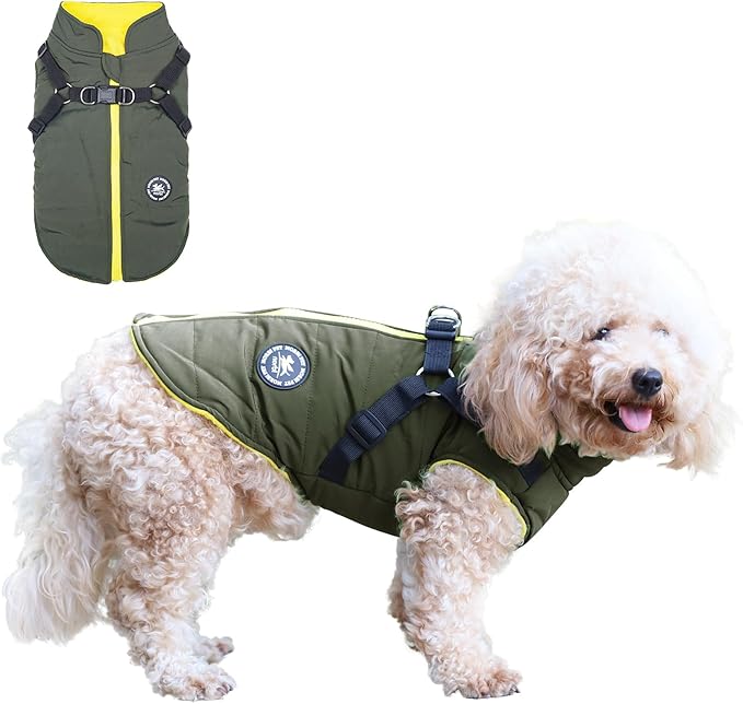 Norbi Dog Coat - Winter Jacket with Built-in Harness, Adjustable for Small to Large Dogs, Warm for Cold Weather