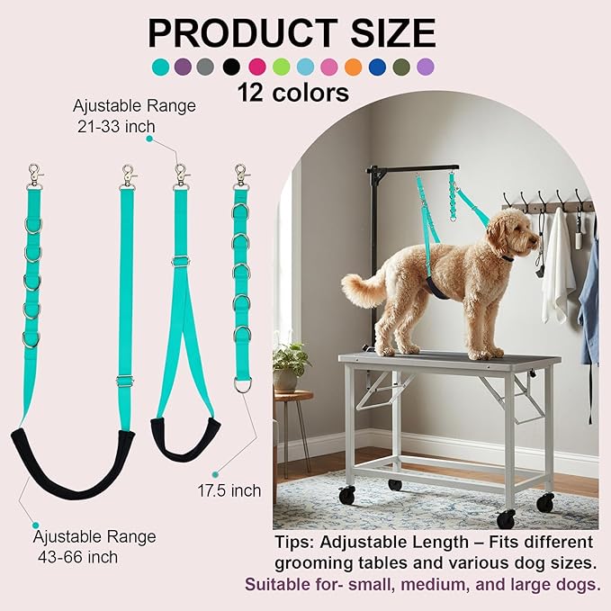 Dog Grooming Belly Band Pet Grooming Supplies 3 Sets Professional Dogs Belly Straps Pets Dogs Groomer Extension Strap Table Arm Loop Extender for Small Medium Large Pets (Light Green)