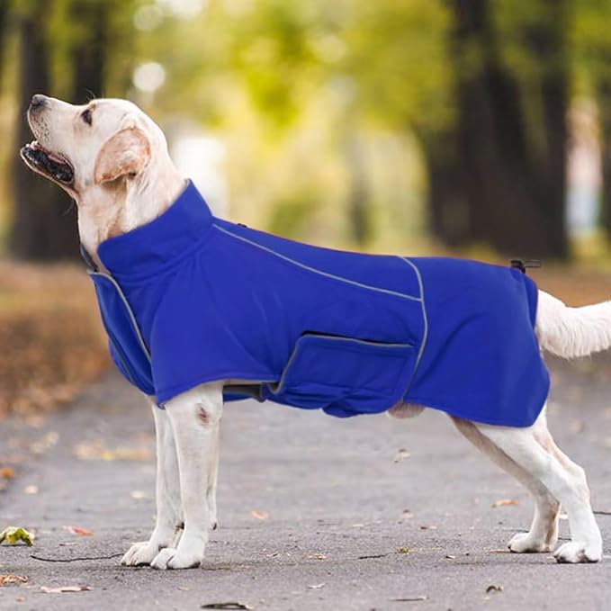 MIGOHI Dog Winter Jacket,Dog Coat Waterproof,4XL Winter Snow Coat with Fleece Lining for Large Dogs Boys Girls,Snowproof Pet Jacket,Great Dane,Mastiff,Blue