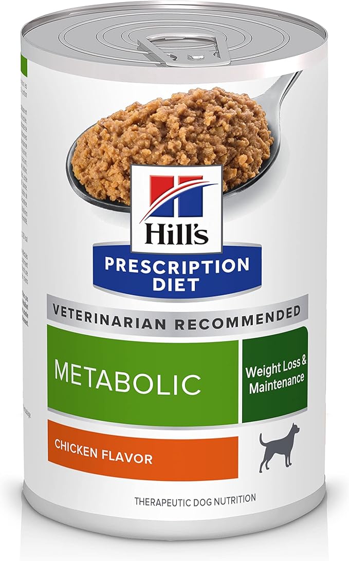 Hill's Prescription Diet Metabolic Weight Management Chicken Flavor Wet Dog Food, Veterinary Diet, 13 oz. Cans, 12-Pack