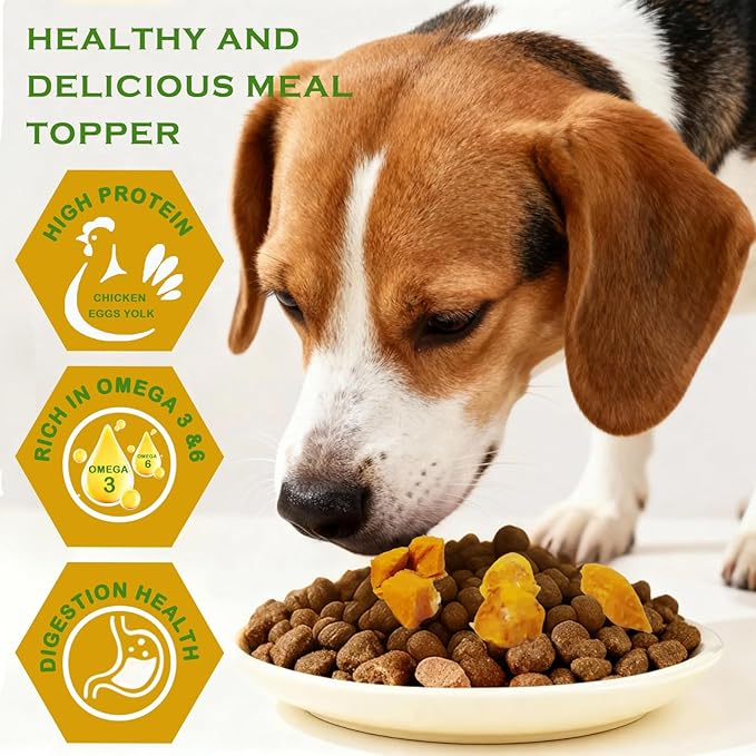 Freeze Dried Egg Yolk Cat & Dog Treats, Single Ingredient, High-Protein Training Treats and Food Topper for Dogs and Cats, Gluten & Grain Free, 7 oz (Chicken Egg Yolk)