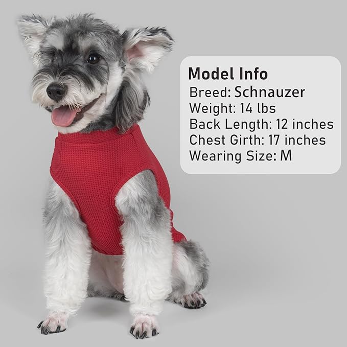 KYEESE 2Pack Waffle Dog Christmas Shirts for Small Dogs Stretchy Dog T-Shirts Lightweight Pet Tank Top Sleeveless Striped Pet Shirt Vest Breathable Cat Shirt, Small, Red+Striped