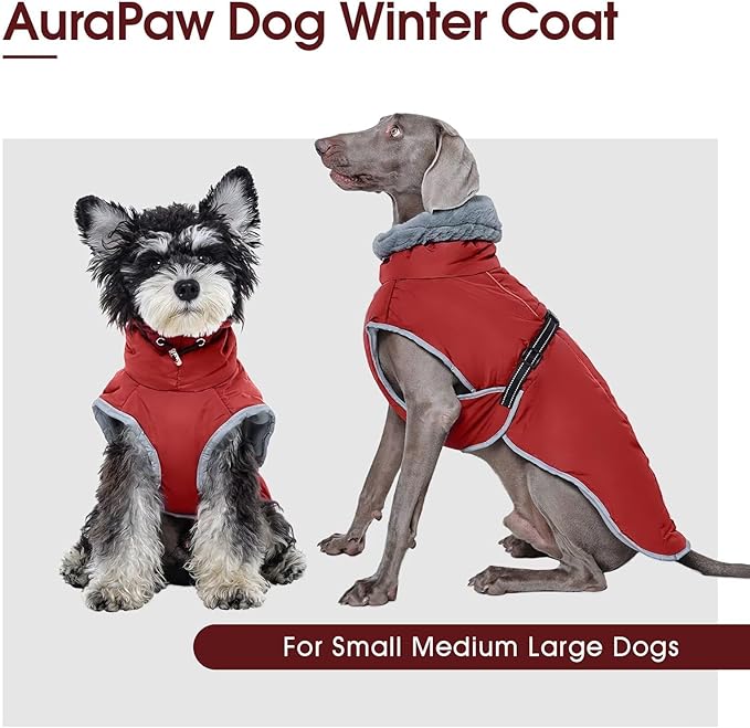 Warm Dog Jacket,3XL Dogs Reflective Adjustable Winter Coat with Turtleneck for Cold Weather,Waterproof Fleece Snowsuit Large Dogs,Pet Cold Weather Coats,Dog Winter Coat Windproof,Red,3XL