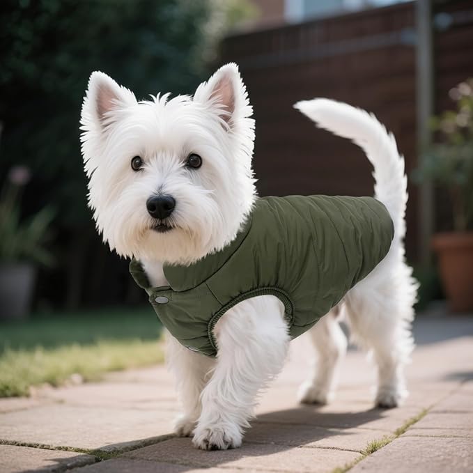 ASENKU Windproof Dog Winter Coat Waterproof Fleece Jacket Cold Weather Pet Apparel for Small Medium Large Dogs (ArmyGreen, L)