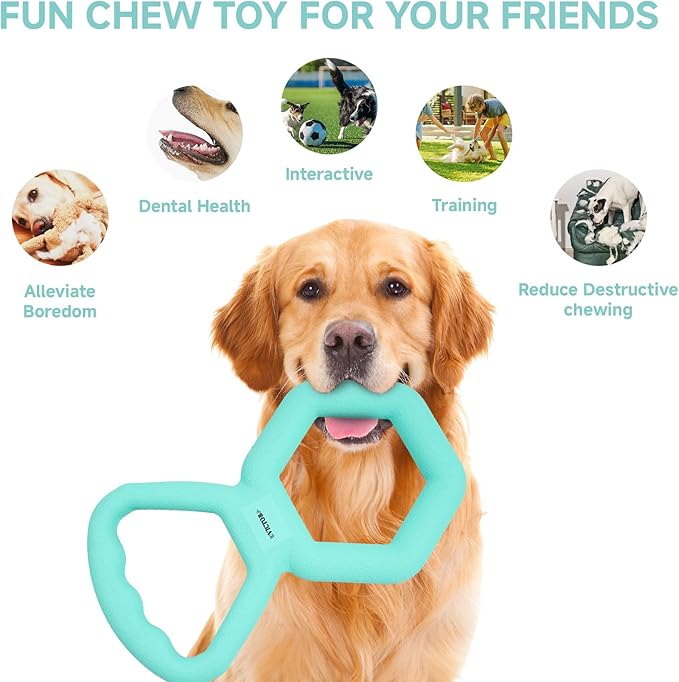Tug of War Dog Toy - Supplies for Tug of War, Dog Pull Game Interactive Double Ring Pull Toy Tough Chew Toy Durable Rubber for All Breed Chewers, Green