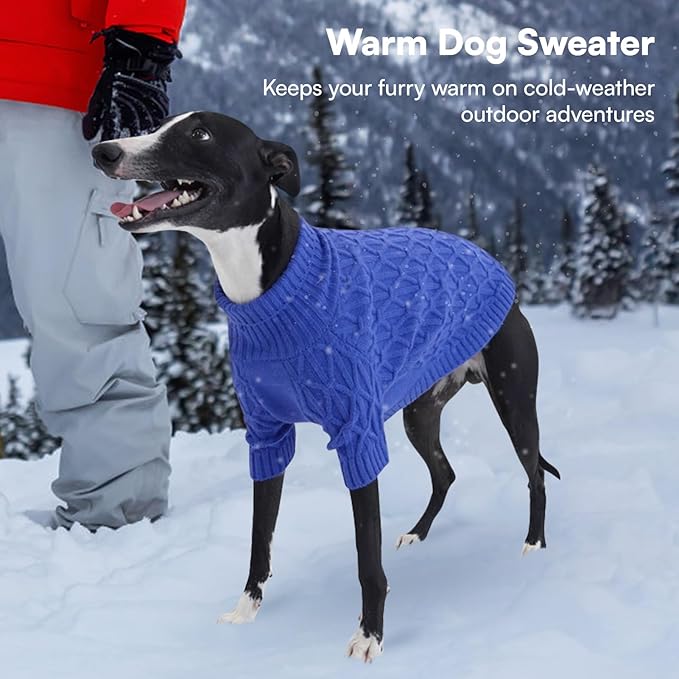 Queenmore Dog Sweaters for Large Dogs Girls Boys,Warm Pullover Extra Large Dog Sweater,Dogs Christmas Sweaters,Classic Turtleneck Thick Clothes for Extra Large Pets, Pitbull, Boxer(Royal Blue,XL)