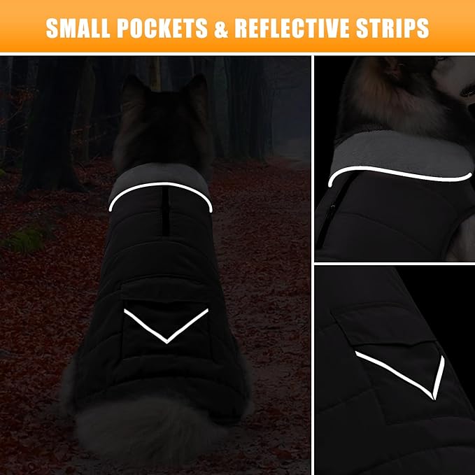 iBuddy Dog Winter Coats with Fleece Vest,Waterproof Warm Dog Snow Jacket Windproof, Reflective Adjustable Pet Dogs Cold Winter Coat for Dogs Girl Boy