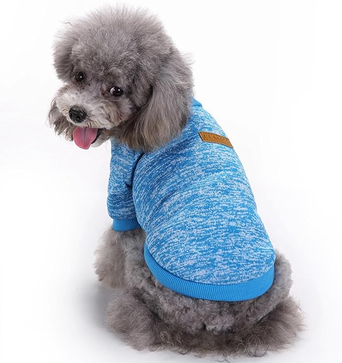 2 Pieces Pet Dog Classic Knitwear Sweater, Fleece Coat for Small,Medium Dogs,Warm Pet Dog Cat Clothes,Soft Puppy Customes for Chihuahua Yorkshire Tzu (Blue Dark Navy,XS)