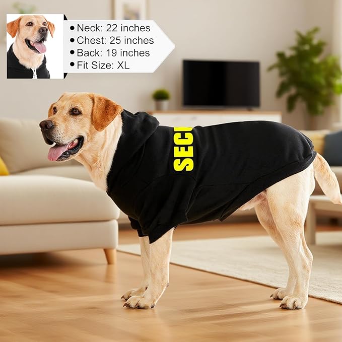EXPAWLORER Security Dog Hoodie Puppy Sweater - Dog Sweatshirt Soft Fleece Lined Pet Clothes, Cold Weather Hooded Jacket Coat Keep Warm for Small Medium Large Dogs, Large