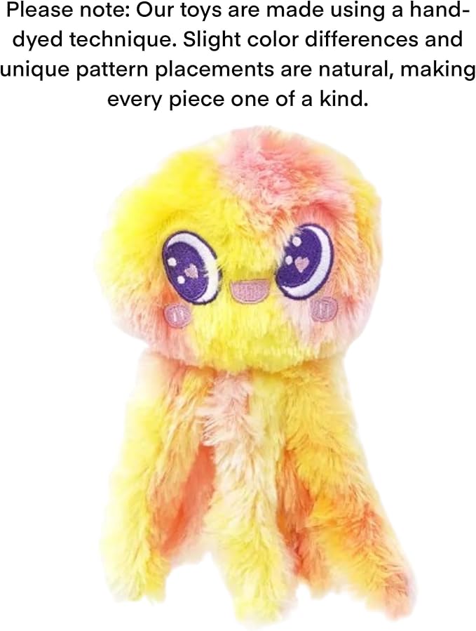 Clairooo Squeaky Dog Toys, Colorful Crinkle Octopus, Plush Dog Toys for Chewing, Interactive, Soft Fabric for Small, Medium & Large Dogs, Daily Companionship, Training Reward, (Yellow)