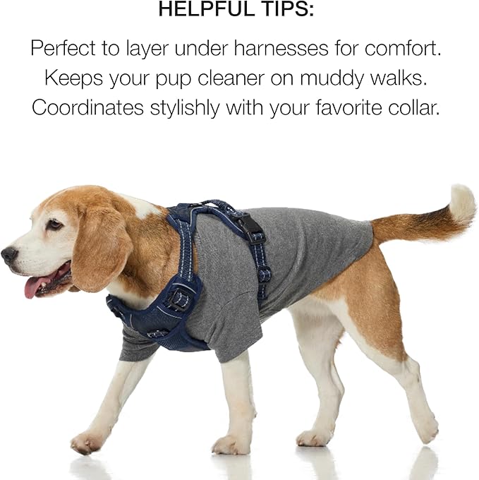 Toby II - The Perfect Tee, 3 Pack Short Sleeve Pet T-Shirt 100% Organic Cotton Tees Clothes for Small, Medium, Large Dogs, Gray Ombre, Large