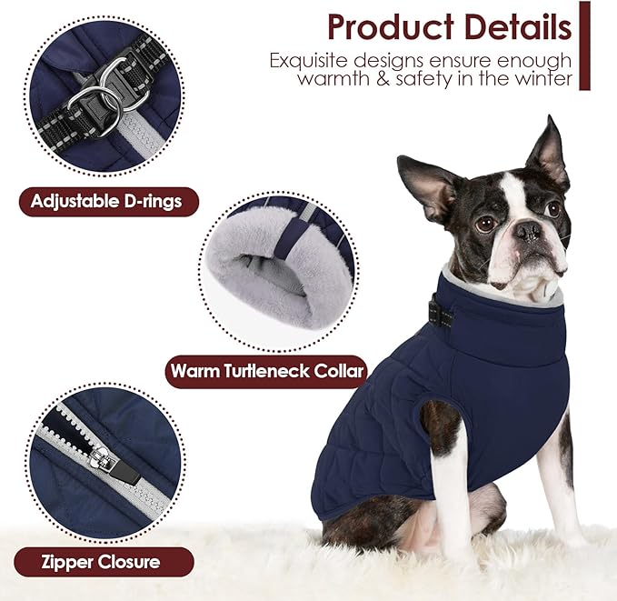 AOFITEE Small Dog Winter Coat, Waterproof Dog Winter Jacket with Zipper & Fleece Collar, Reflective Dogs Puffer Jacket, Small Pet Snow Coat Snowsuit for Yorkshire, West Highland