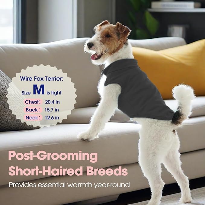 FUAMEY Dog Fleece Vest for Large Dogs,Warm Stretchy Dog Sweatshirts Pullover with Leash Hole Dogs Sweater Soft Pet Turtleneck Cozy Pet Vest Lightweight Sleeveless Grey XXL