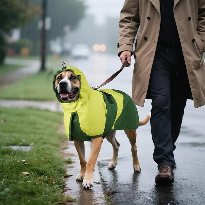 BRKURLEG Dog Raincoat for Small Medium and Large Dogs Waterproof Dog Rain Jacket Adjustable Hooded Dogs Raincoat Pet Rain Coat Poncho with Leash Hole, Reflective Strip, Green, XXL