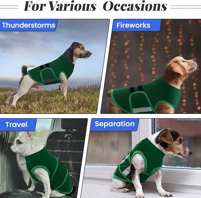 MIGOHI Dog Anxiety Relief Coat,Comfort Anxiety Vest for Dogs,Adjustable Dog Anxiety Calming Wrap for Fireworks,Thunderstorm,Travel,Separation,Anxiety Jacket for Large Dogs,L,Green
