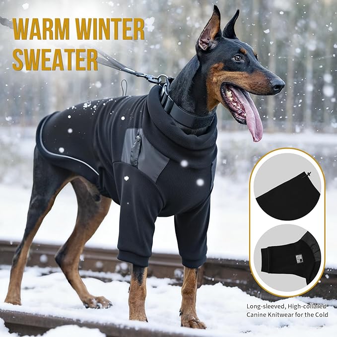 OneTigris Dog Sweater - Turtleneck Thick Dog Sweater for Medium Large Dogs, Warm Clothes for Cold Weather, Soft Lightweight and Stretchy Winter Coat for Christmas Thanksgiving
