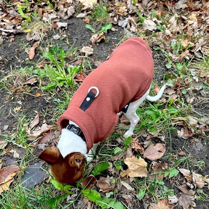 JACKO & CO - Fleece Vest Dog Sweater with Leash Ring - Soft, Warm & Lightweight Pullover Coat for Small & Medium Dogs, Puppies & Cats - Cozy Fall/Winter/Spring Pet Jacket (Brown, XXL 25-35lbs)