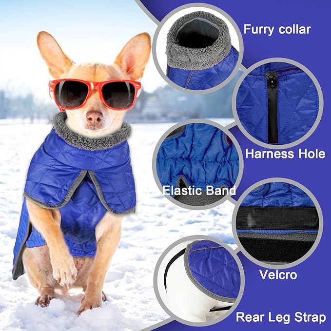 Fragralley Dog Winter Coat, Waterproof Windproof Reflective Fleece Jacket with Harness Hole, Warm Snow Vest for Small Medium Large Dogs, Ideal Gifts