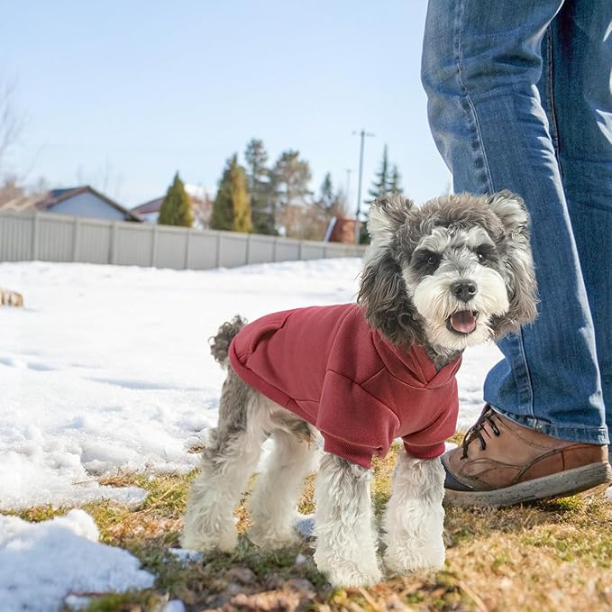 SCENEREAL Dog Hoodie Sweaters for Small Medium Large Size Dogs, Fleece Dog Sweatshirt with Hat and Pocket,Soft Cold Winter All Weather Dog Clothes for S to XL Sized Dogs, Burgundy XL