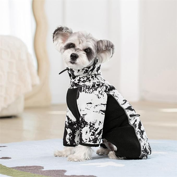 Fleece Dog Coat for Small Medium Dog,Pullover Pajamas Jumpsuit Bodysuit Puppy Coats with Legs, Pet Windproof Warm Cold Weather Jacket Full Body Vest Cozy Snowsuit Outfit Clothes (White, XXL)