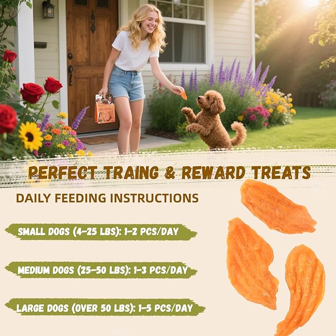 Sweet Potato Chews for Dogs, Healthy Dog Training Treats Low Fat, Human Grade Single Ingredient Dried Sweet Potato Slices for Small Medium Large Breed, Rich in Dietary Fiber,10.58 oz