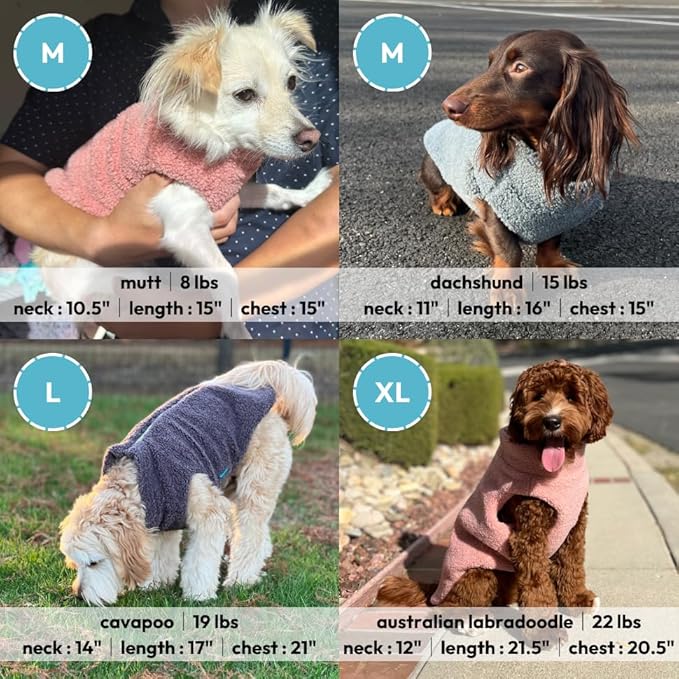Gooby Sherpa Vest Dog Sweater - Mauve Pink, 2X-Large - Warm Fuzzy Fleece Step in Dog Jacket Without Ring Leash for Small to Medium Dogs